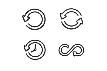 Set of Four Circular Arrows and Infinity Symbol Icons