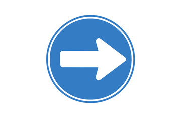 Blue circle with white right arrow