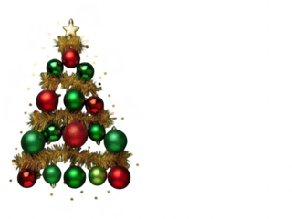 Christmas tree with ornaments isolated on transparent background for holiday