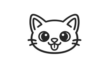 Obraz premium Cute cartoon cat face with tongue out, minimalist outline