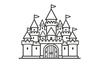 Obraz premium Fantasy Castle Illustration on Gray Background