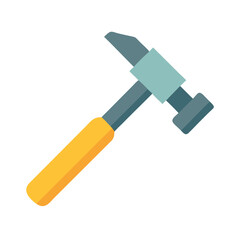 Simple flat vector illustration of hammer on black background