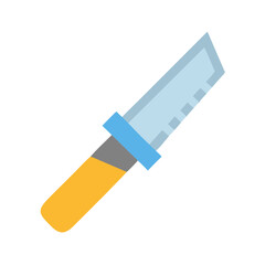 Stylized utility knife against black background with geometric shapes