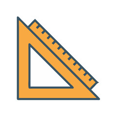 Flat design right triangle ruler against black background