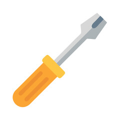 Isolated flat design screwdriver tool for construction and repair