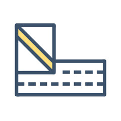 Abstract minimalistic map element with road and building icon