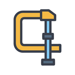 Isolated c-clamp illustration on black background for construction use