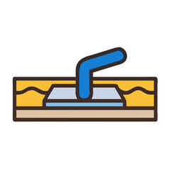 Plumbing installation graphic icon with blue pipe and layers