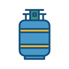 Isolated blue gas cylinder illustration against a black background