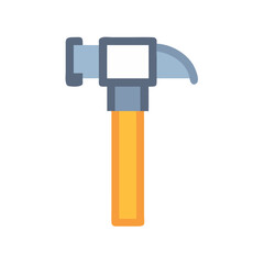 Flat design hammer icon on a solid black background