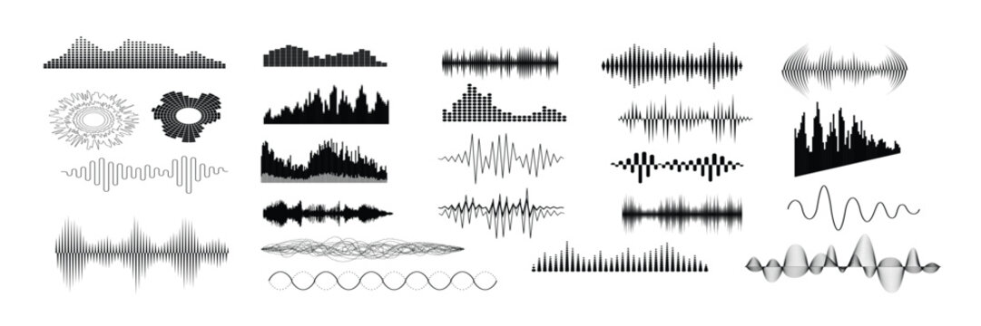 sound waves set vector illustration