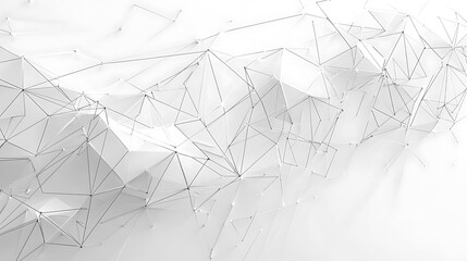 Abstract Network Structure with Geometric Shapes and Lines.