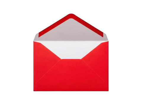 Open red envelope on a transparent background for mailing and correspondence themes - Powered by Adobe