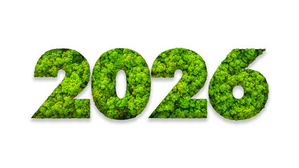 2026 green year concept with eco nature texture numbers