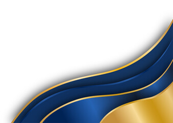 Abstract Blue and Gold Layered Wave Design
