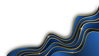 Elegant Blue and Gold Wavy Abstract Background