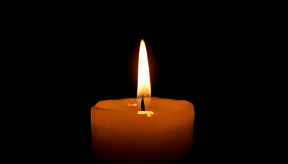 Single Candle Flame in Darkness &ndash; Symbol of Hope, Peace, and Spiritual Light