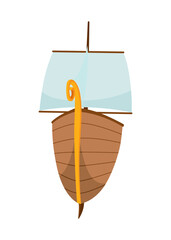 Yachts, sailboat or sailing ship. Cruise travel company icon design. Stylized cartoon pirate ship. Vector old vessels