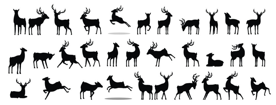  reindeer herding icons set cartoon vector deer animal