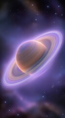 Vibrant Saturn with Glowing Rings in Deep Space Illustration