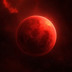 Red Planet in Deep Space with Glowing Atmosphere