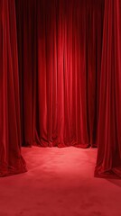 Elegant Red Velvet Stage Curtains with Dramatic Lighting