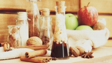 Vinegar concept representing fermentation process, acetic acid production, and food preservation.