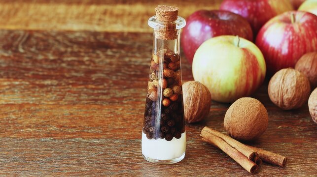 Vinegar concept representing fermentation process, acetic acid production, and food preservation.