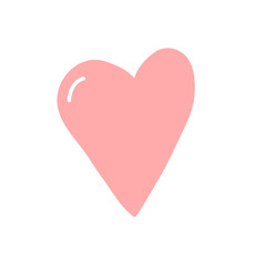 Heart Icon in Soft Pink color Isolated on Transparent Background. Hand drawn style. Vector illustration 
