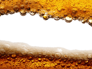close-up of fizzy beer bubbles, a detailed, close-up image of bubbles and foam in a glass of beer. perfect for themes related to beverages