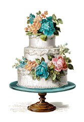 Vintage illustration  of a wedding cake 