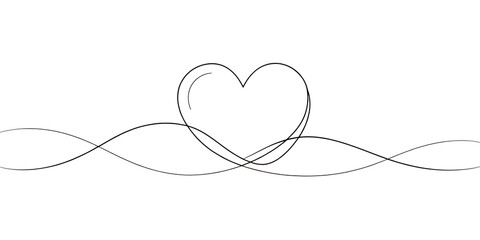 White heart shape with wavy lines on white background isolated on a transparent background.PNG.AI GENERATED