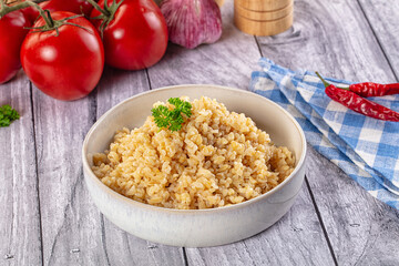 Vegan cuisine - boiled bulgur garnish