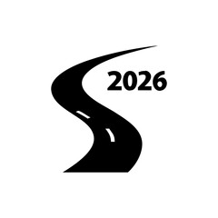 Abstract Black Road Logo Silhouette Curving Forward in Minimalist Design Vector illustration