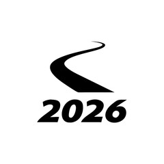 Abstract Black Road Logo Curving Forward with Modern Minimalist Concept Vector illustration