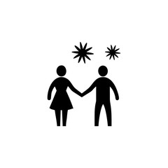 Minimalist Couple Holding Hands in Romantic and Simple Silhouette Vector illustration