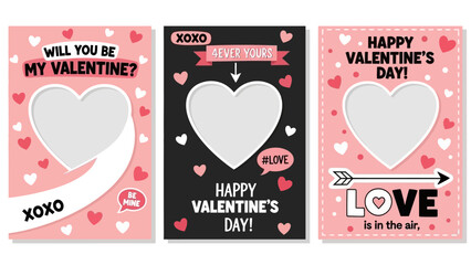 Charming Valentine's Day Card Templates with Heart-Shaped Photo Frames and Romantic Messages for Personalized Love Greetings and Holiday Celebrations