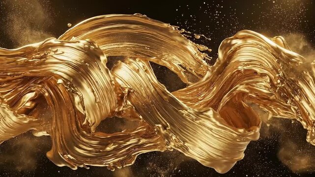 Elegant Swirl of Liquid Gold on a Dark Background.
