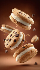 Floating chocolate chip cookies.