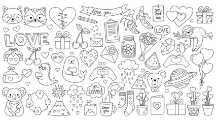 Cute Valentine's Day Doodle Elements for Hand-Drawn Design Projects