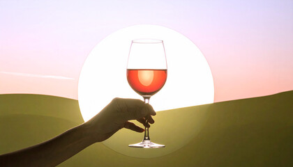 Mindful Drinking Wine Glass Sunset Lifestyle Balance Concept