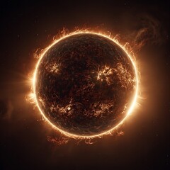 A close up of a sun with a lot of fire on it