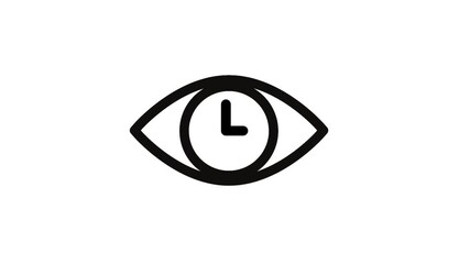 Eye icon with a clock symbol representing time monitoring or scheduling. Ideal for productivity, surveillance, and time management concepts. - Powered by Adobe