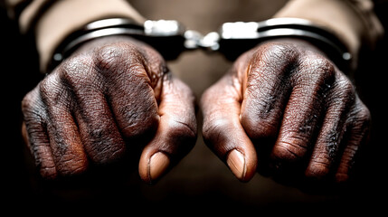 Handcuffed hands symbolizing arrest and crime