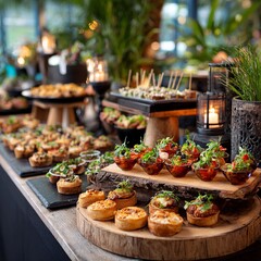 A table with a variety of appetizers and desserts