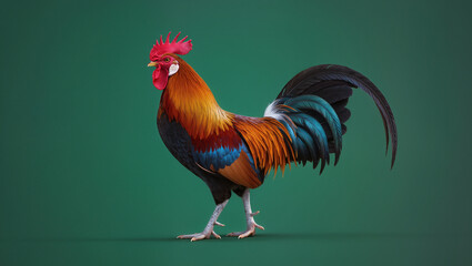 Vibrant Rooster Green Background.