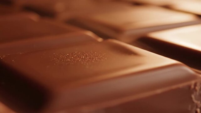 Close up view of a chocolate bar showing texture and detail