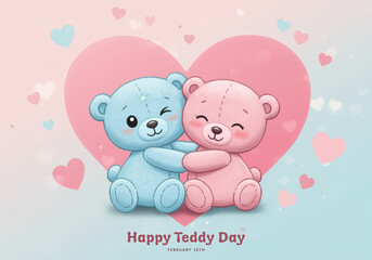 Two Adorable Teddy Bears Hugging for Happy Teddy Day february 10th