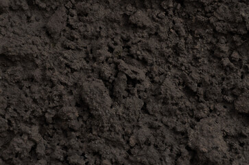 Black land for plant background. Top view.