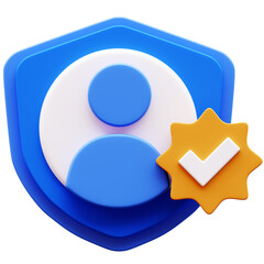 3D Illustration of Verified User Account. Profile with checkmark. Security, safety and protection concept. User identification, authentication. 3D rendering